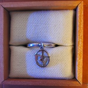 James Avery Retired Color Guard Flag Girl Dangle Ring,  size 7